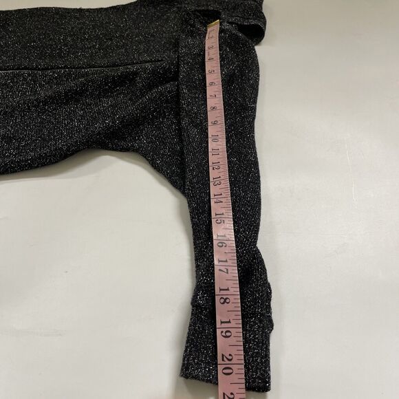 EXPRESS Black Silver METALLIC SPARKLE SWEATER Knit Top FULL Zip Back XS - Picture 8 of 9